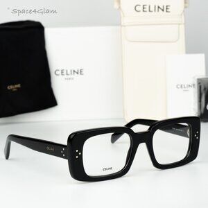 Celine Women Eyeglasses Black Demo Rectangle CL50163I 3 DOTS 001 NEW AUTHENTIC
